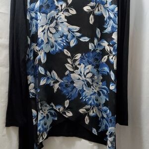 Chico's Black and Blue Floral Blouse